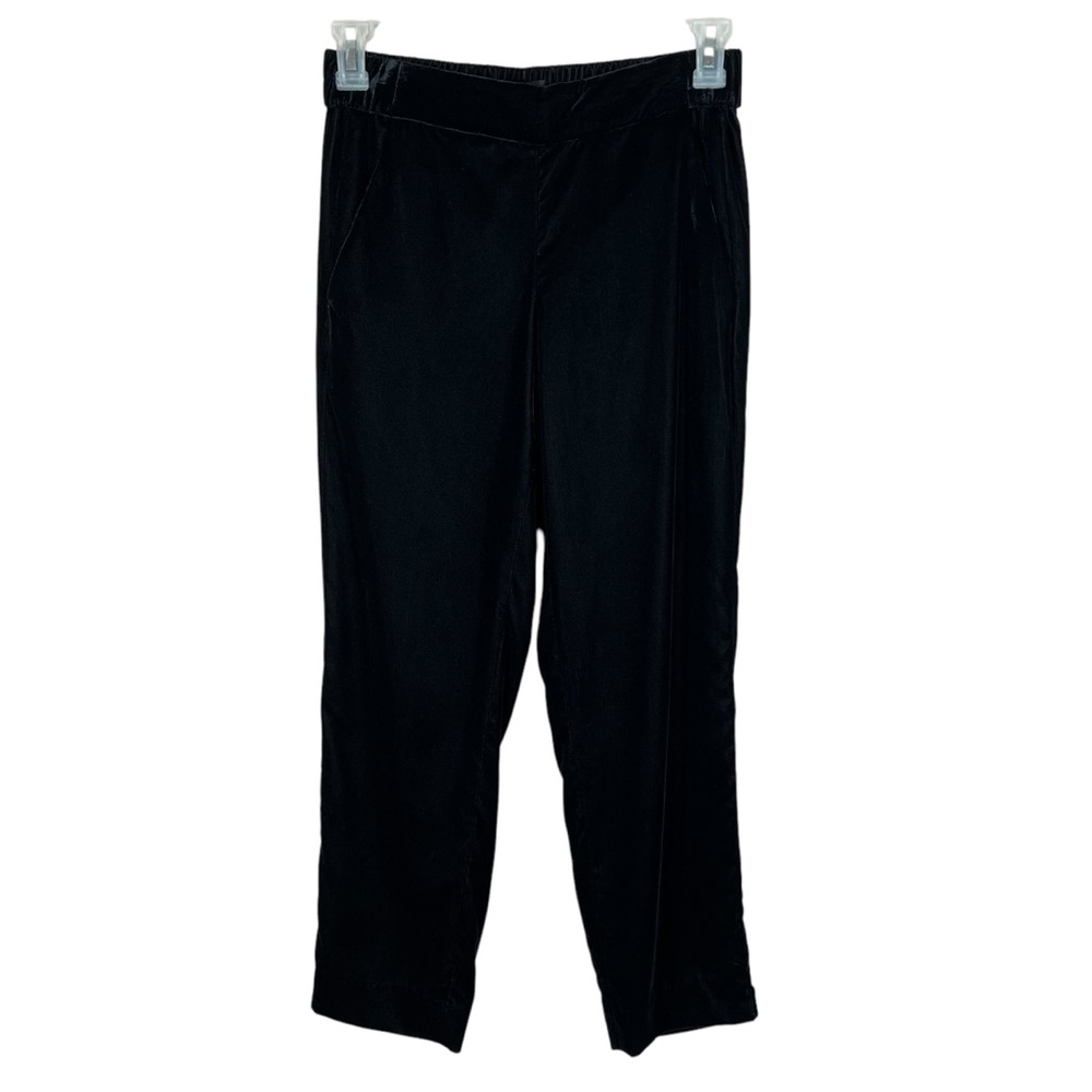 J.Crew Black Velvet Pull-On Straight Ankle Pants Size 2